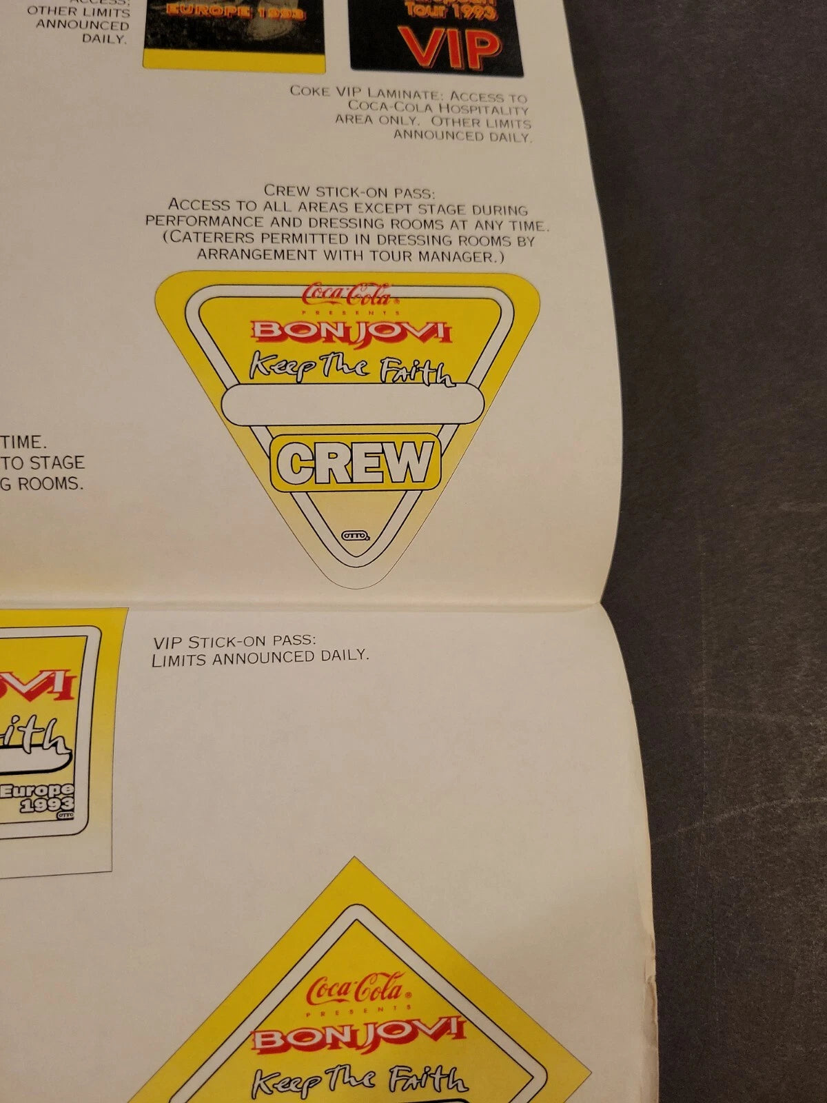 Bon Jovi 1993 Keeping the Faith Genuine Proof Sheet mock ups for Concert Tour