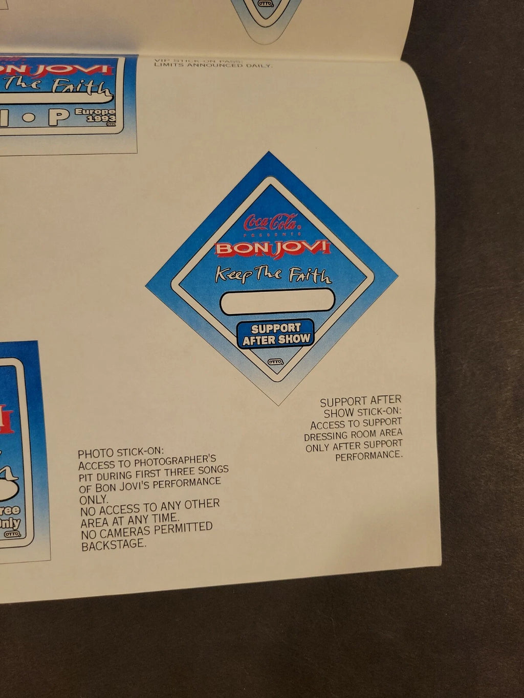 Bon Jovi 1993 Keeping the Faith Genuine Proof Sheet mock ups for Concert Tour