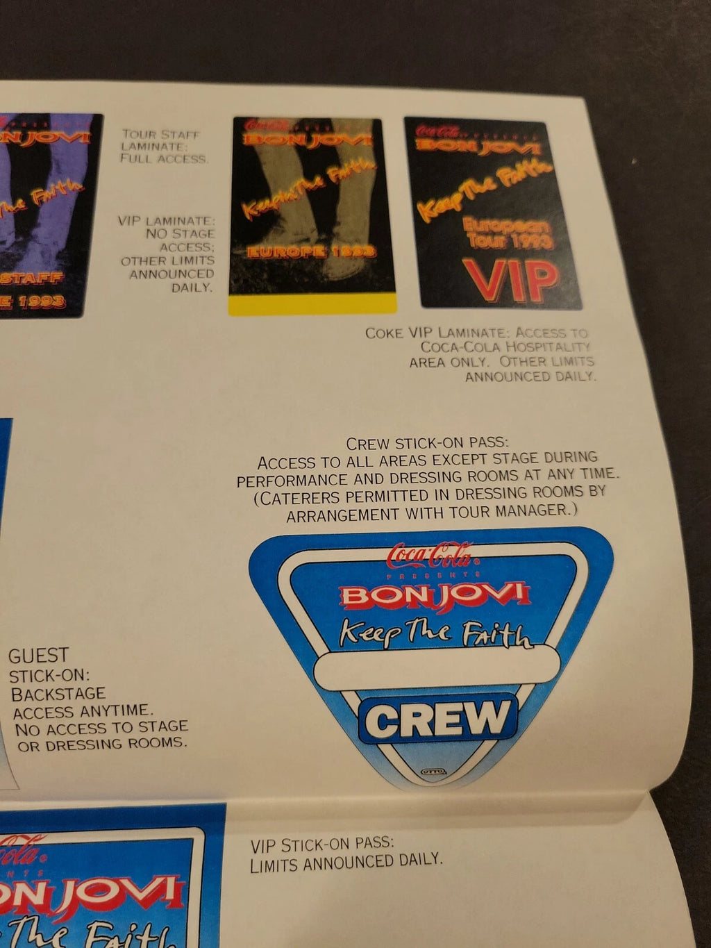 Bon Jovi 1993 Keeping the Faith Genuine Proof Sheet mock ups for Concert Tour