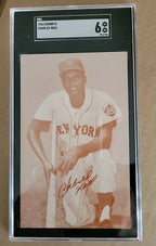 Charles Neal 1963 Exhibit Card Stats On Back Red Card N.Y. Mets SGC 6