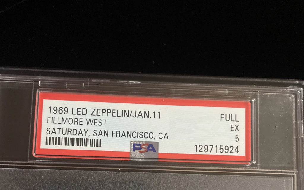 1969 Led Zeppelin Full Ticket Full Rock Legends Fillmore West PSA 5 EX