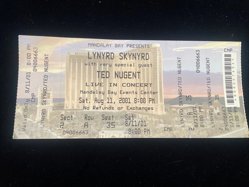 LYNYRD SKYNYRD/TED NUGENT Concert Full Ticket Las Vegas 08/11/01