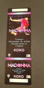 MADONNA 2005 KOKO CLUB Historic AOL Music Concert Ticket UK Rare!