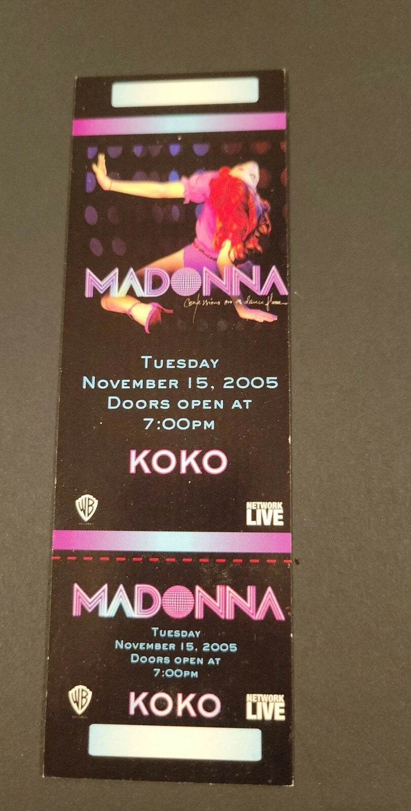 MADONNA 2005 KOKO CLUB Historic AOL Music Concert Ticket UK Rare!