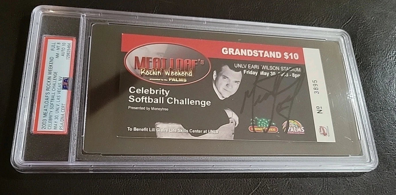 Meat Loaf 2003 Signed Ticket Nice Autograph PSA/DNA 8 Ticket , Autograph 10