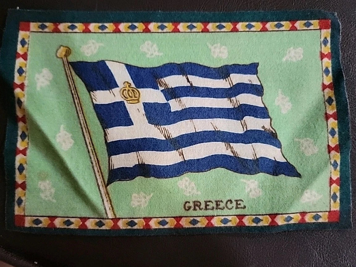 1900's Tobacco Cigar Box Felt Flannel Flag Greece