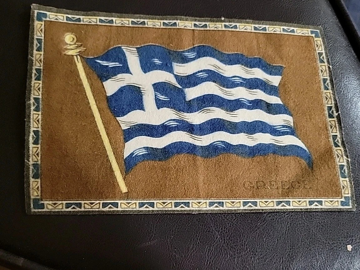 1900's Tobacco Cigar Box Felt Flannel Flag Greece