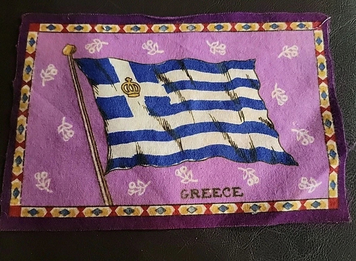 1900's Tobacco Cigar Box Felt Flannel Flag Greece