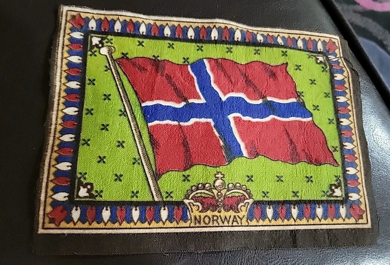 1900's Tobacco Cigar Box Felt Flannel Flag Norway