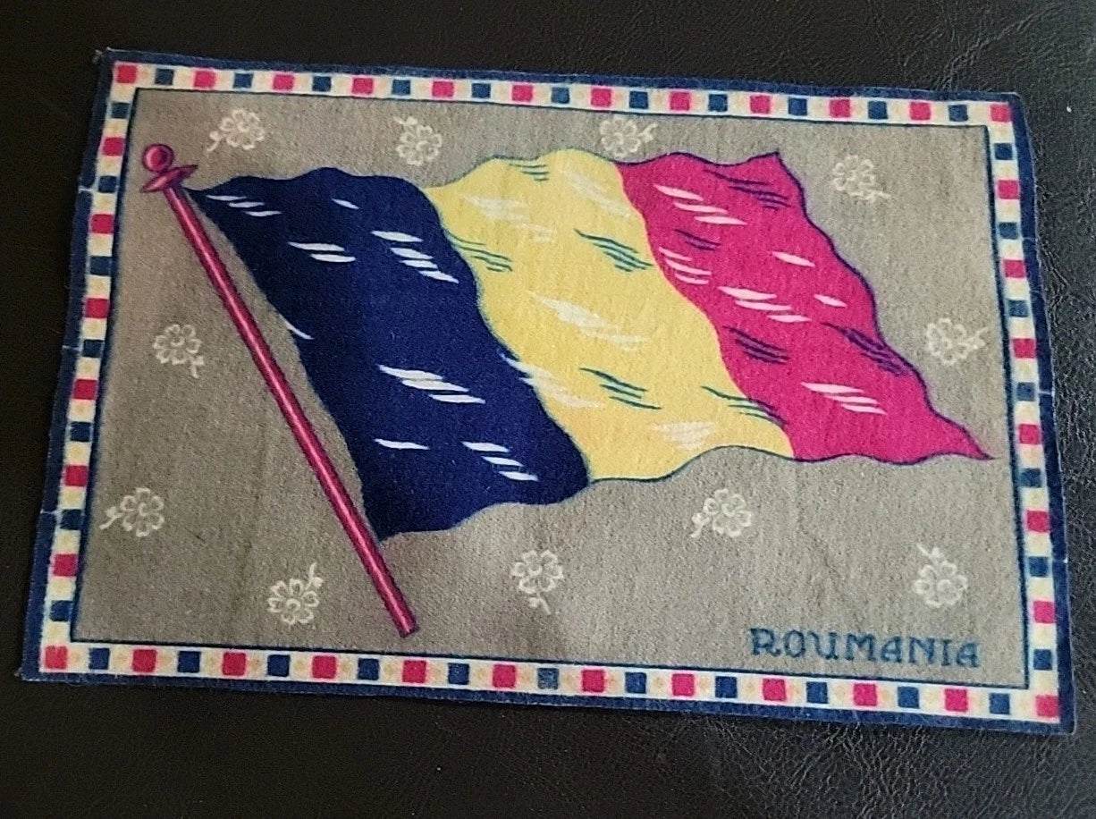 1900's Tobacco Cigar Box Felt Flannel Flag Romania