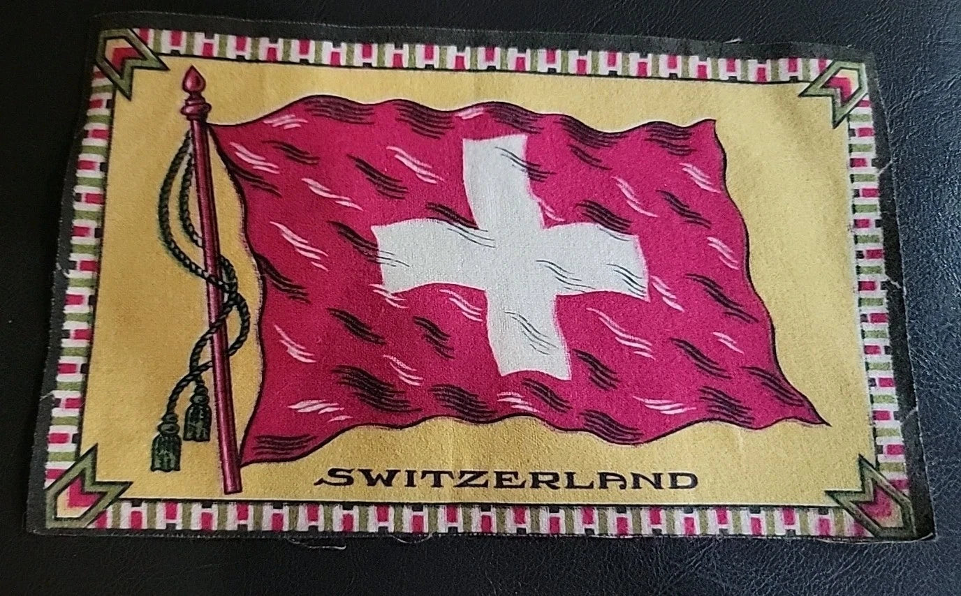1900's Tobacco Cigar Box Felt Flannel Flag Switzerland