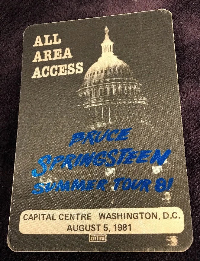 Bruce Springsteen Washington DC Capitol Centre All Area Access Pass 8-5-1981