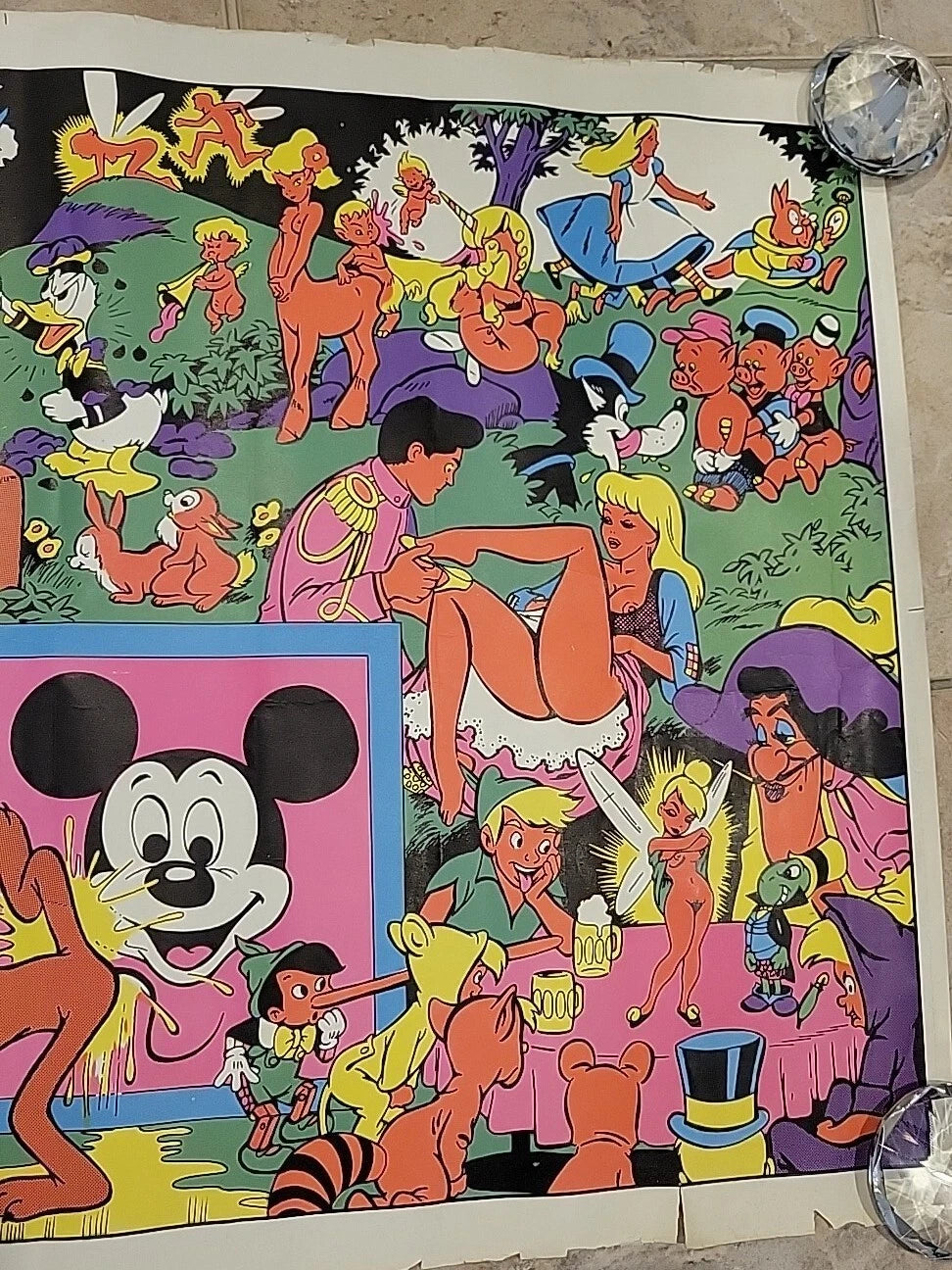 Wally Wood Disneyland Memorial Orgy Poster 1970's Mickey Mouse