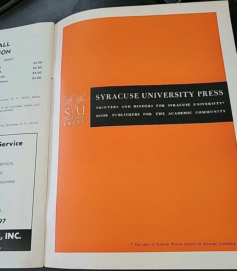 1963 Vintage College Football Program Syracuse vs. Holy Cross