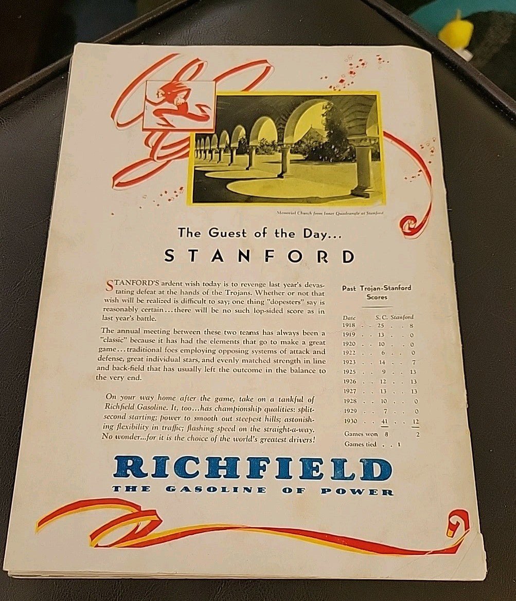 1931 Stanford v USC football program”BILLY CAM” cover/USC WIN NAT’L CHAMPIONSHIP