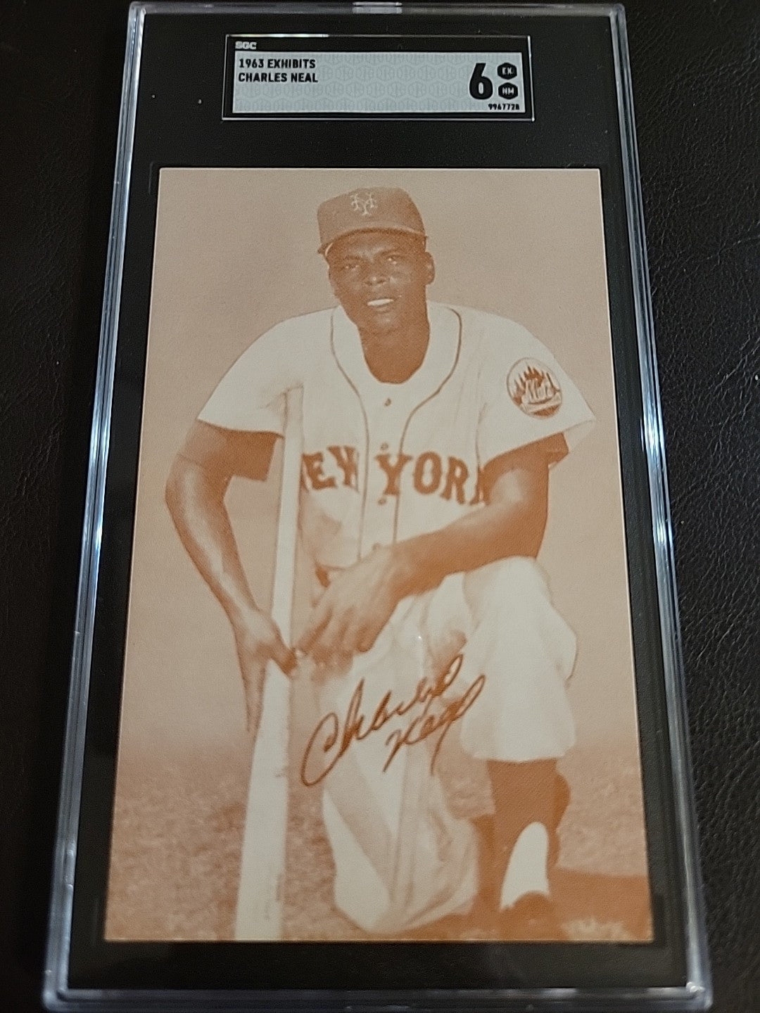 Charlie Neal 1963 Exhibit Red Stats On Back Ex/Mt New York Mets  SGC 6 Ex/Mt