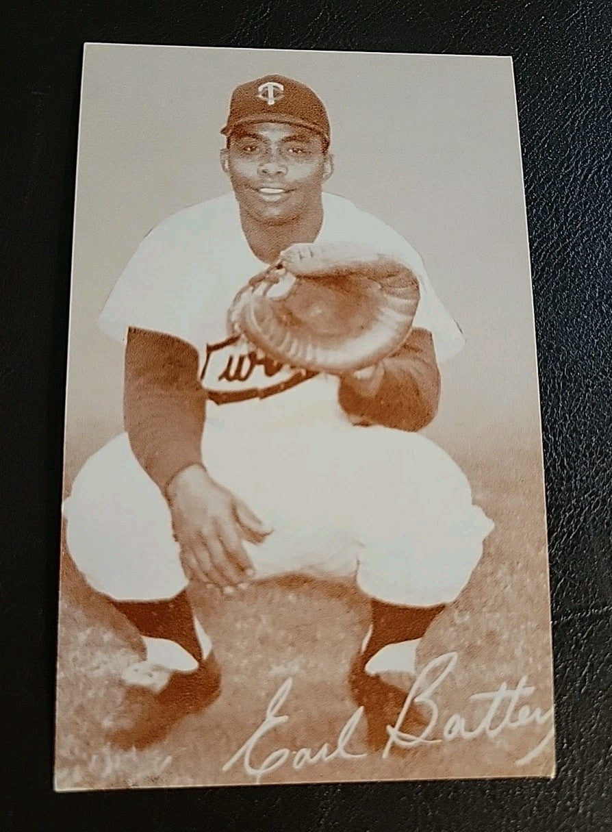 Earl Battey 1963 Exhibit Red Stats On Back Ex Minnesota Twins