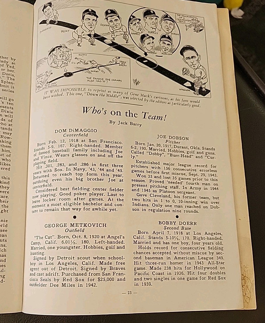 1946 Program  Boston Globe Red Sox AL Champs Mag w/ FULL POSTER Ted Williams