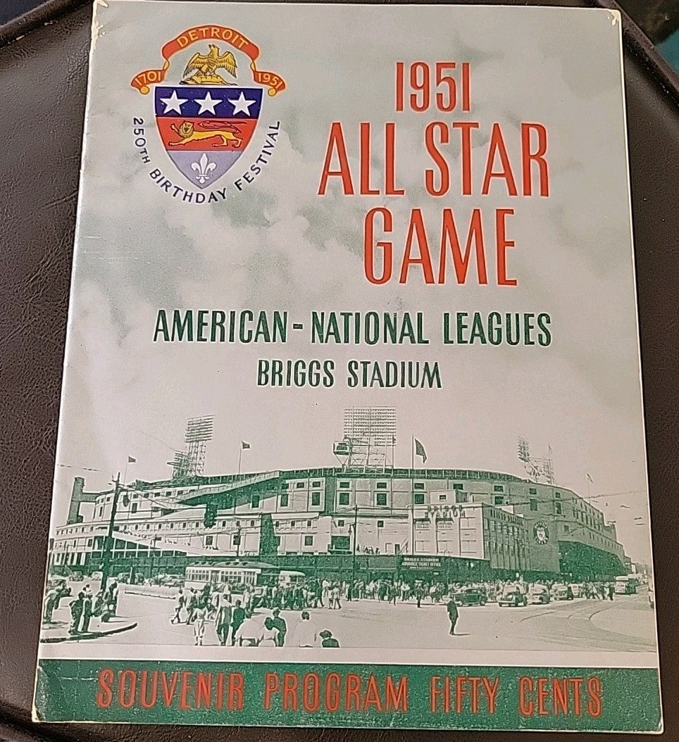 1951 MLB BASEBALL ALL STAR GAME PROGRAM EX CONDITION BRIGGS STADIUM DETROIT