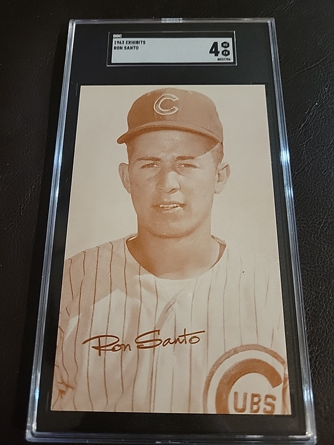 1963 Exhibits Stat Back Ron Santo Chicago Cubs HOF SGC 4 VG/EX