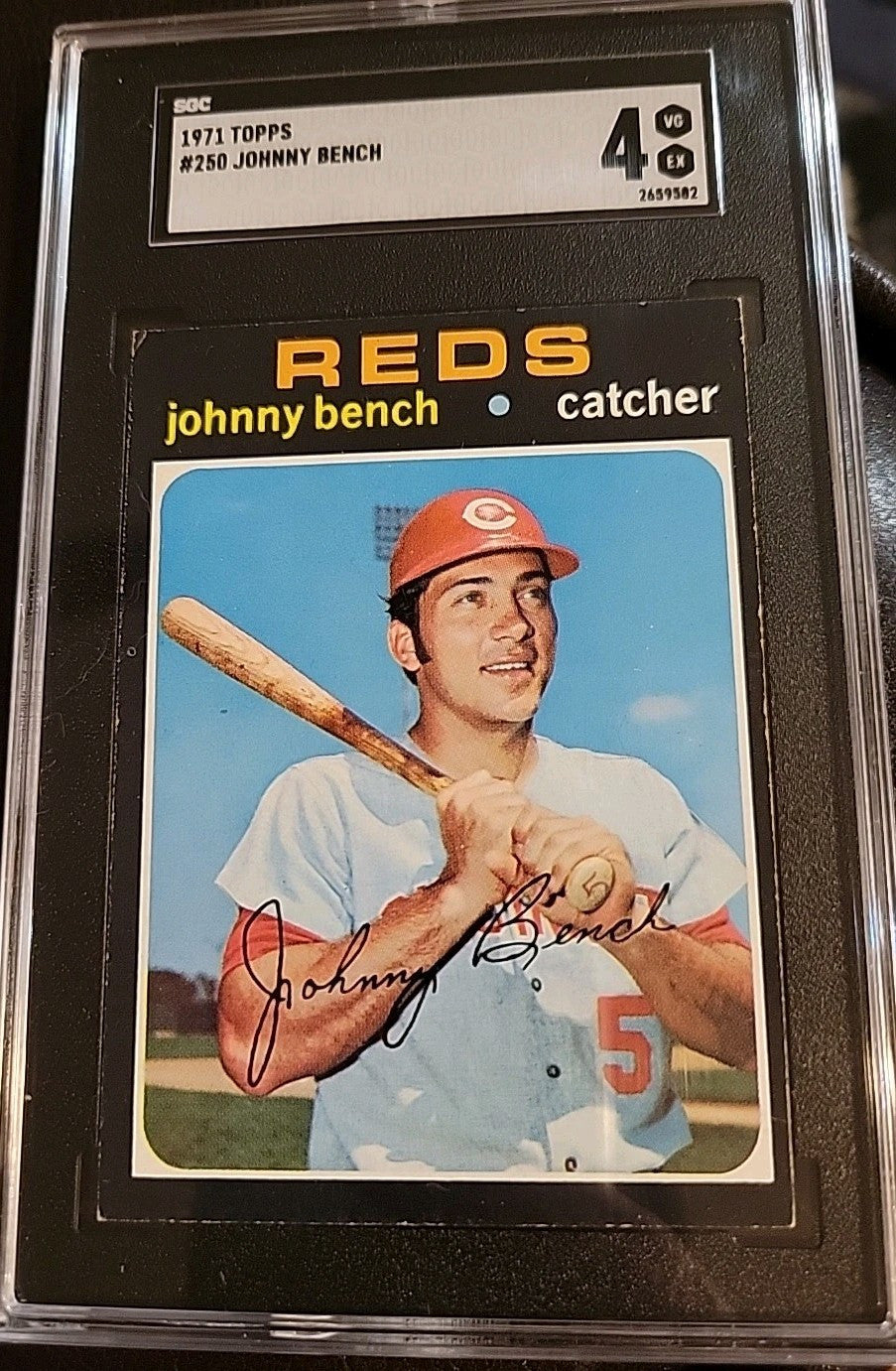 1971 Topps Baseball  #250 Johnny Bench HOF Reds  SGC 4 Vg/Ex. Newly Graded