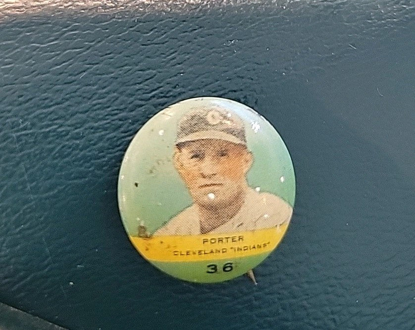 1932 Orbit Gum Baseball PR2 Button Pin Porter #36 Cleveland Indians G-VG