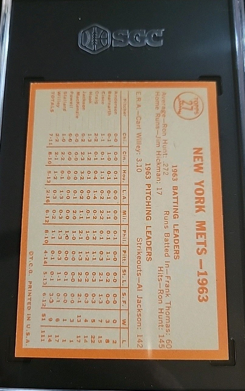 1964 Topps #27 New York Mets Team Card SGC 7 NM Near Mint Well Centered!