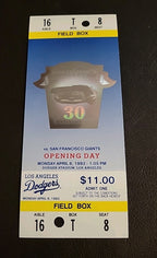 Los Angeles Dodgers/San Francisco Giants Opening Day Ticket April 6, 1992