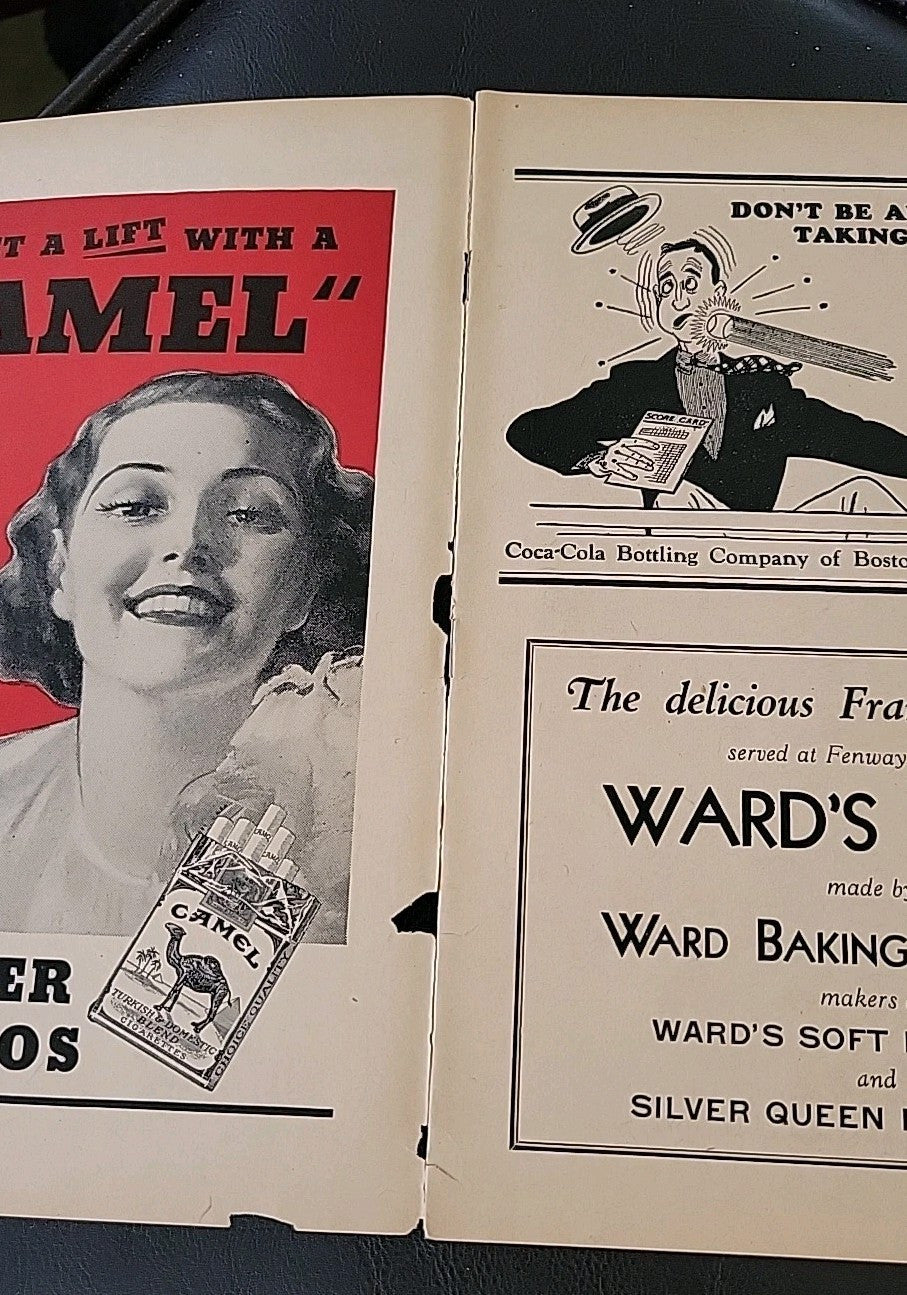1937 MLB Season Scorecard Boston Red Sox vs Washington Senators  G-VG