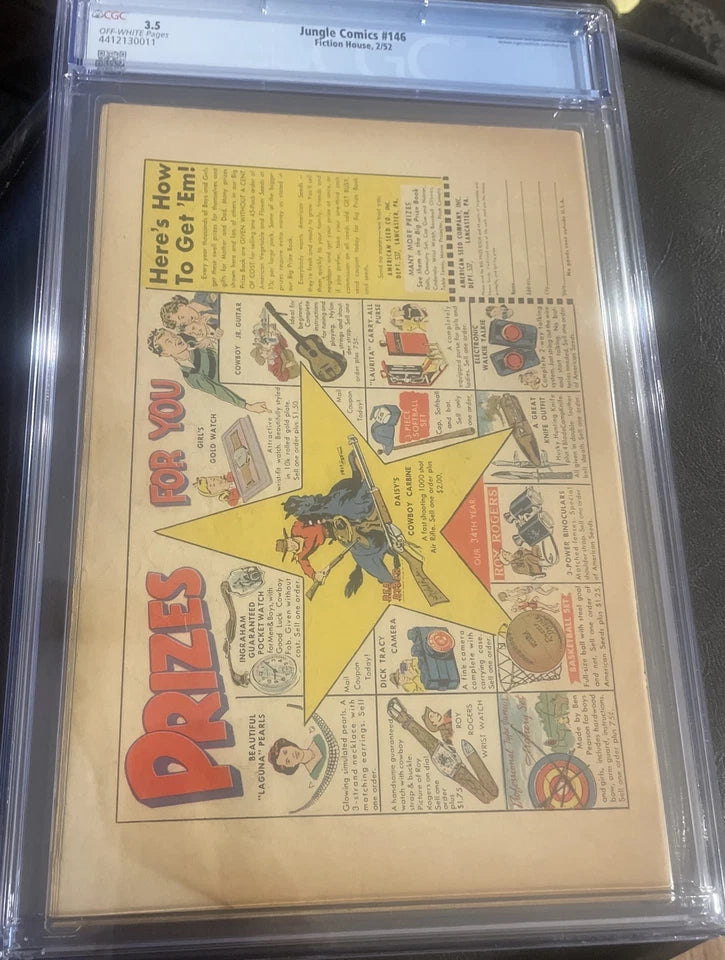 Jungle Comics #146 CGC 3.5 1952 OFF/WHITE Pages Fiction House