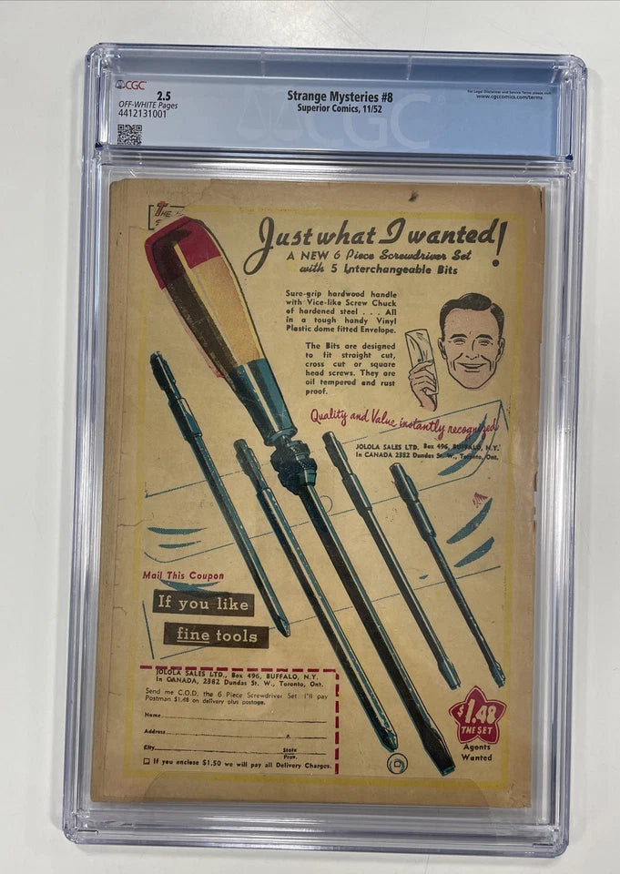 STRANGE MYSTERIES #8 SUPERIOR 1952 CGC 2.5 CLASSIC DEVIL COVER