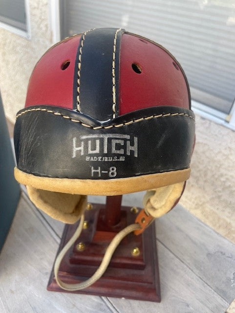 Vintage Antique Football Helmet 1940s Hutch Model Red H-8 w/half box