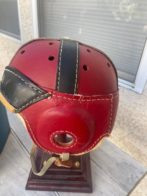 Vintage Antique Football Helmet 1940s Hutch Model Red H-8 w/half box