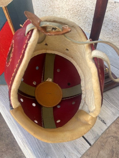 Vintage Antique Football Helmet 1940s Hutch Model Red H-8 w/half box